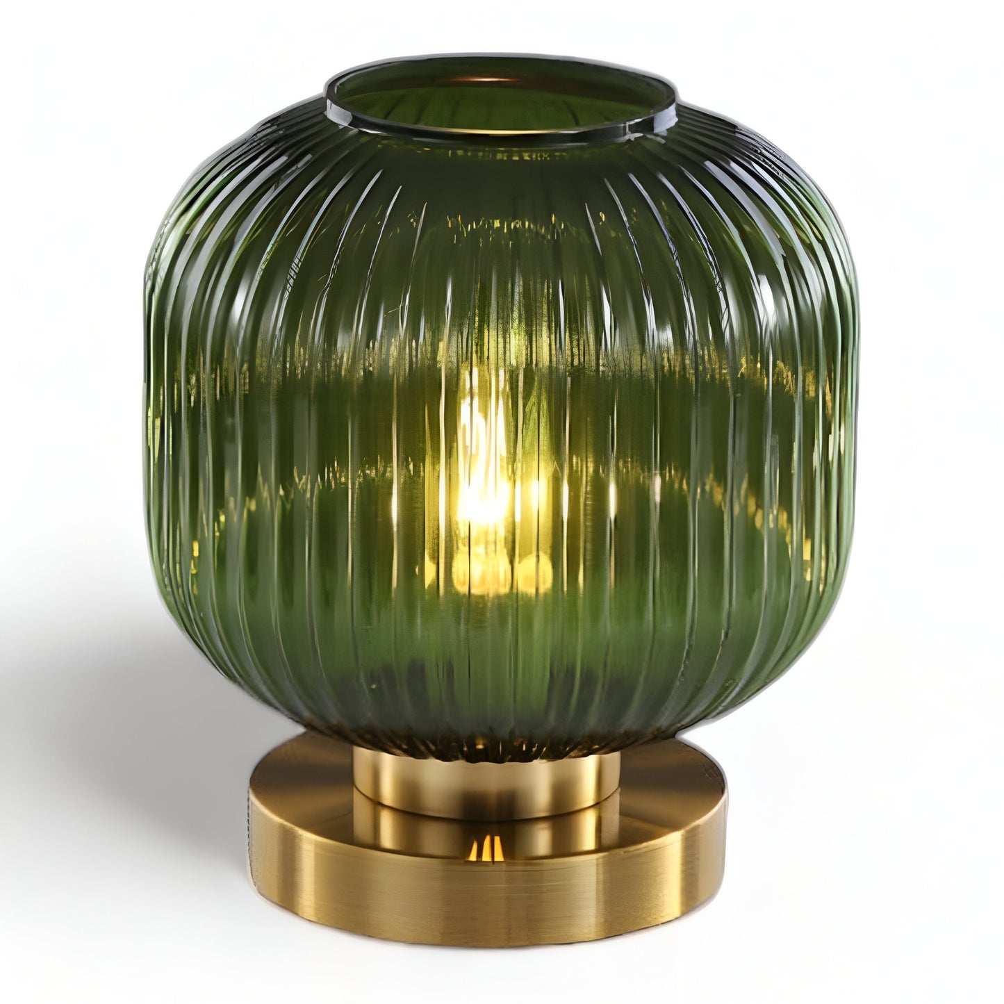 Ribbed Glass Scandinavian Table Lamp with Warm LED Light