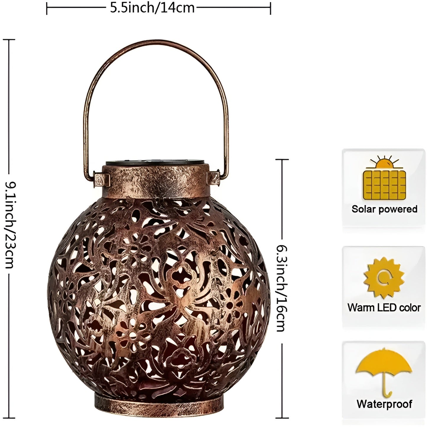 Vintage Solar-Powered Outdoor Light - Waterproof Garden Lantern