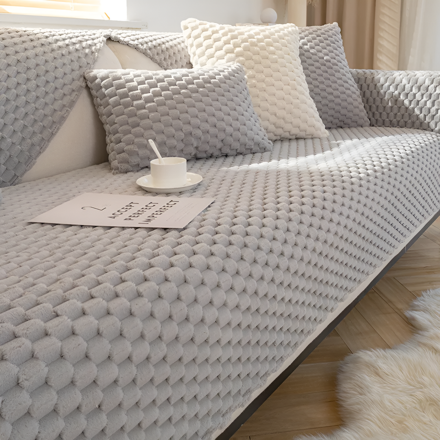 Honeycomb Non-Slip Sofa Cover - Stain-Resistant Couch Protector