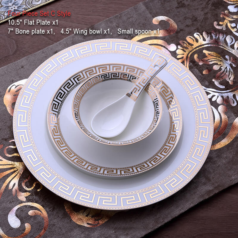Luxury Gold-Trimmed Ceramic Dinnerware Set