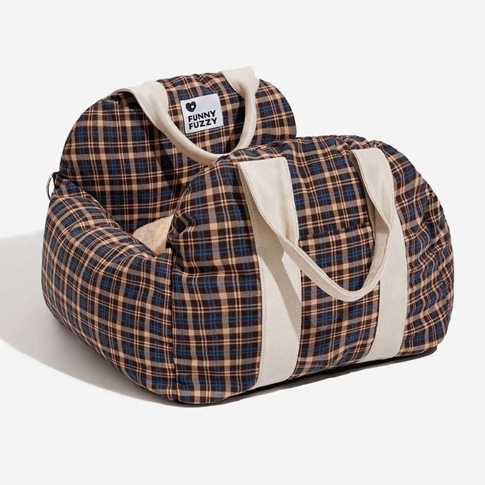 Dog Car Seat Bed with Safety Belt and Non-Slip Base