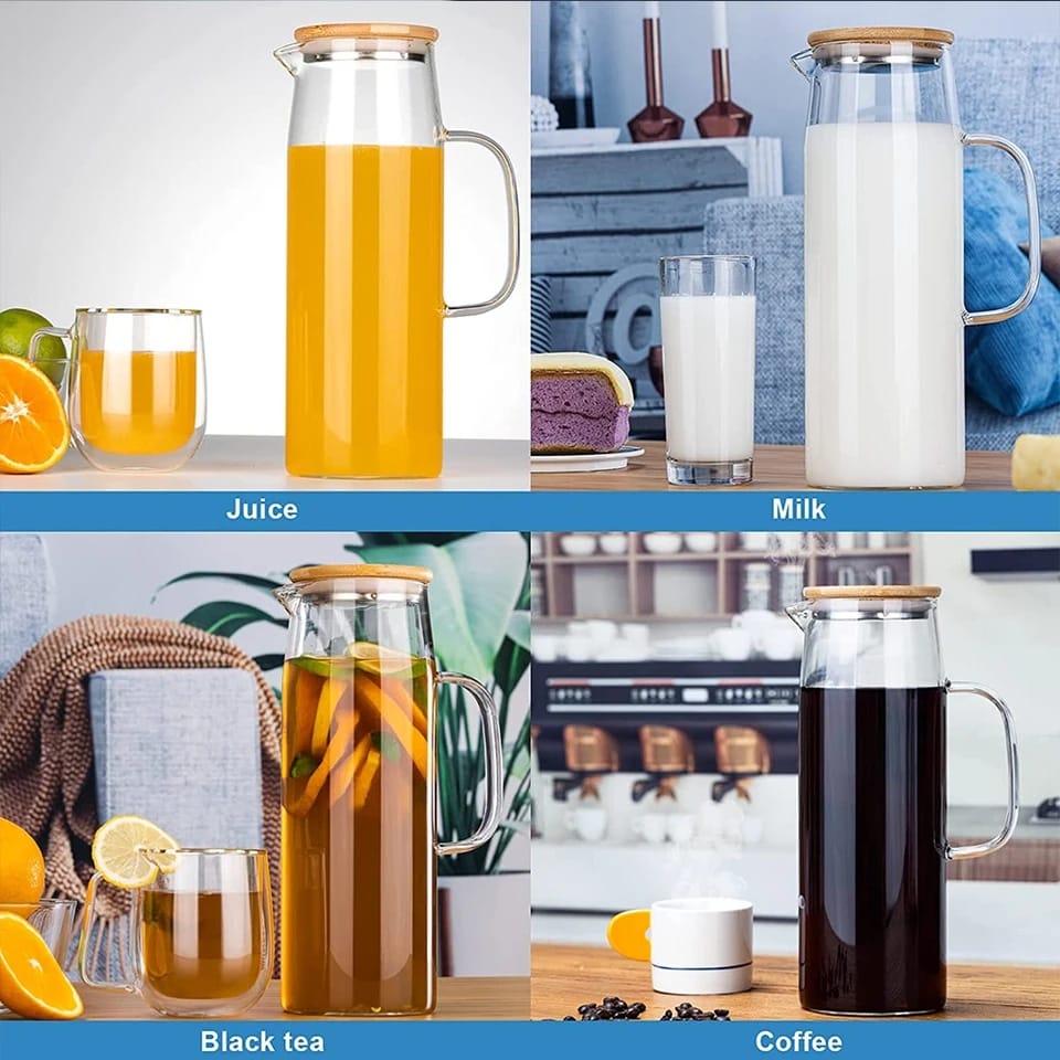 1.2L Heat-Resistant Glass Jar with Bamboo Lid