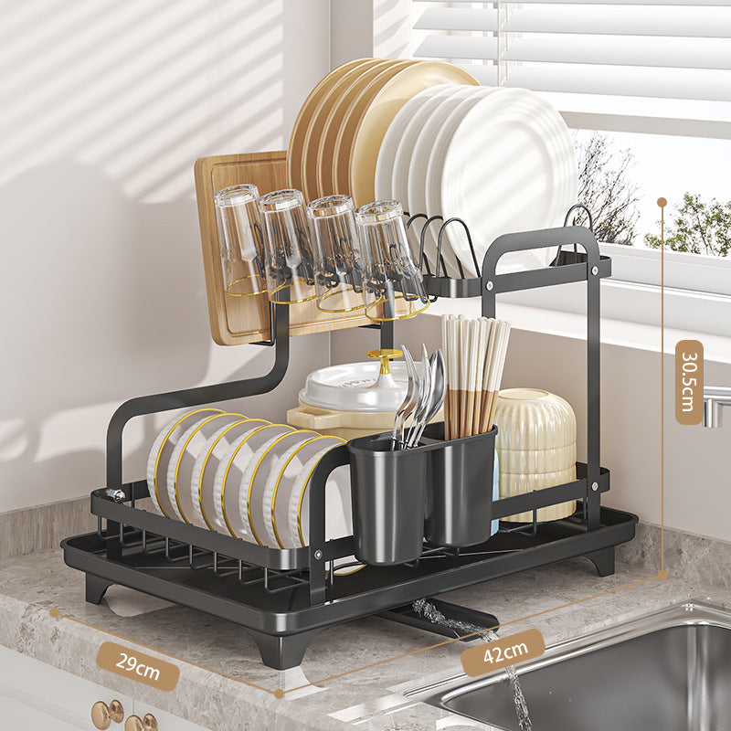 Two-Tier Stainless Steel Dish Drying Rack