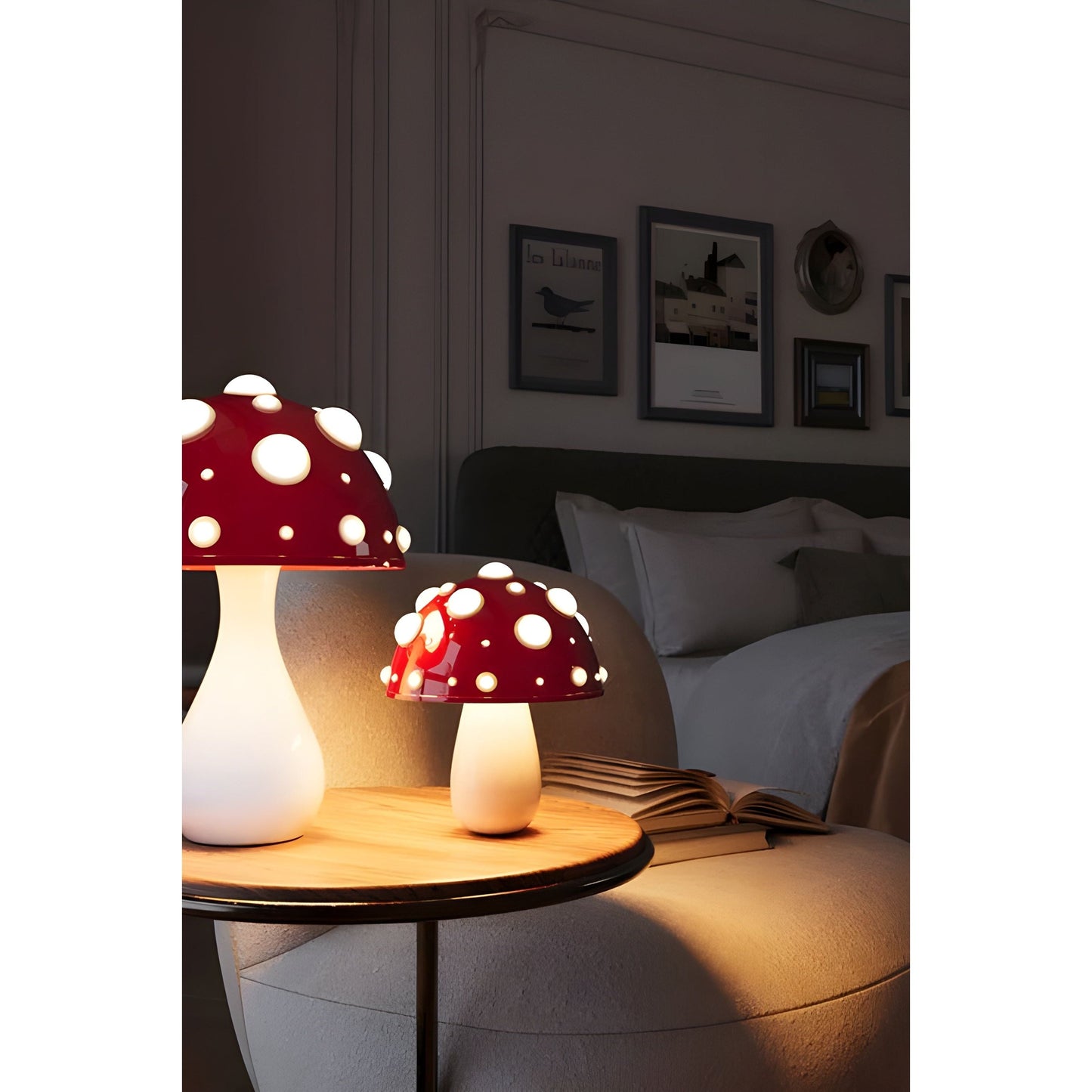 Mushroom Table Lamp with Warm LED Light