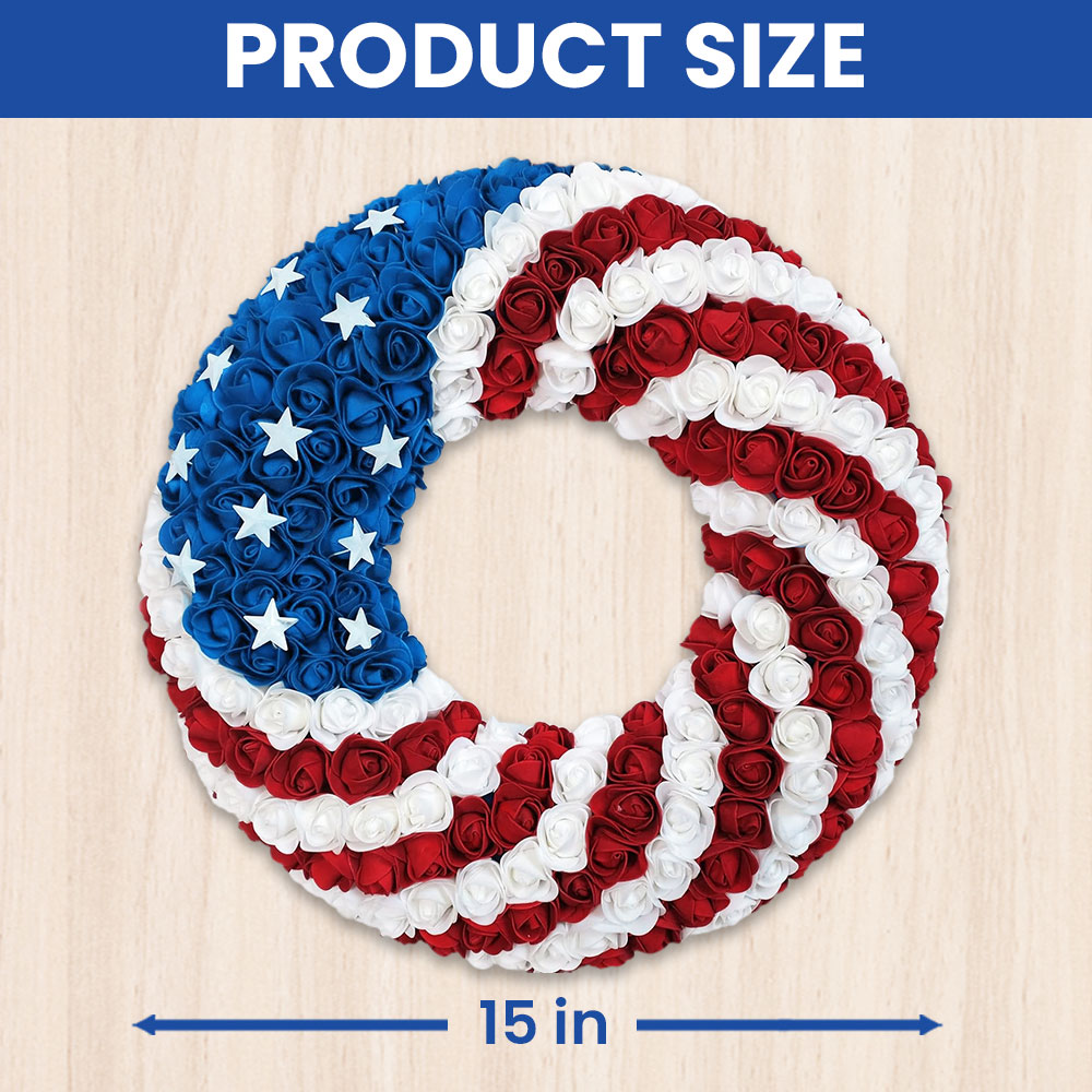 American Flag Rose Wreath for Patriotic Home Decor