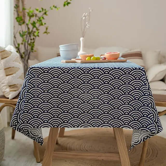 Japanese Linen Tablecloth in Elegant Rectangular Design