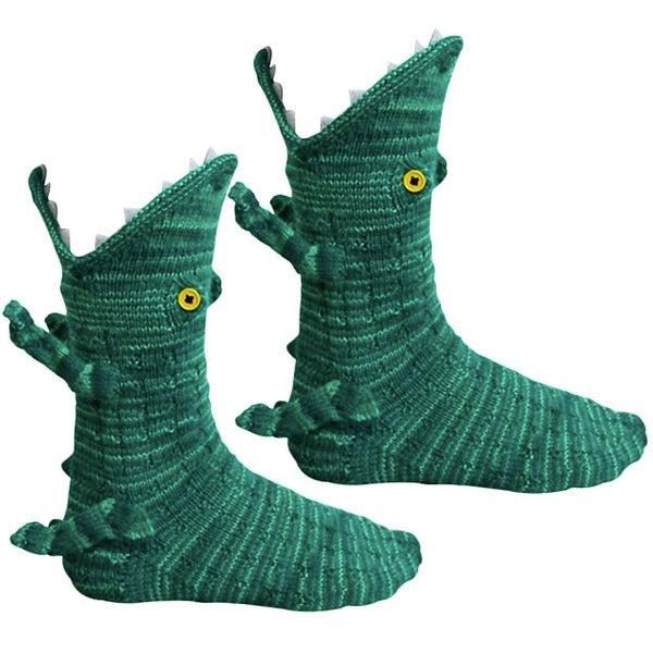 Crochet Crocodile Bite Slippers for Adults and Kids