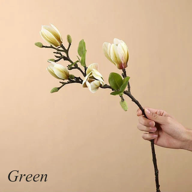 Lifelike Artificial Magnolia Flower Branches