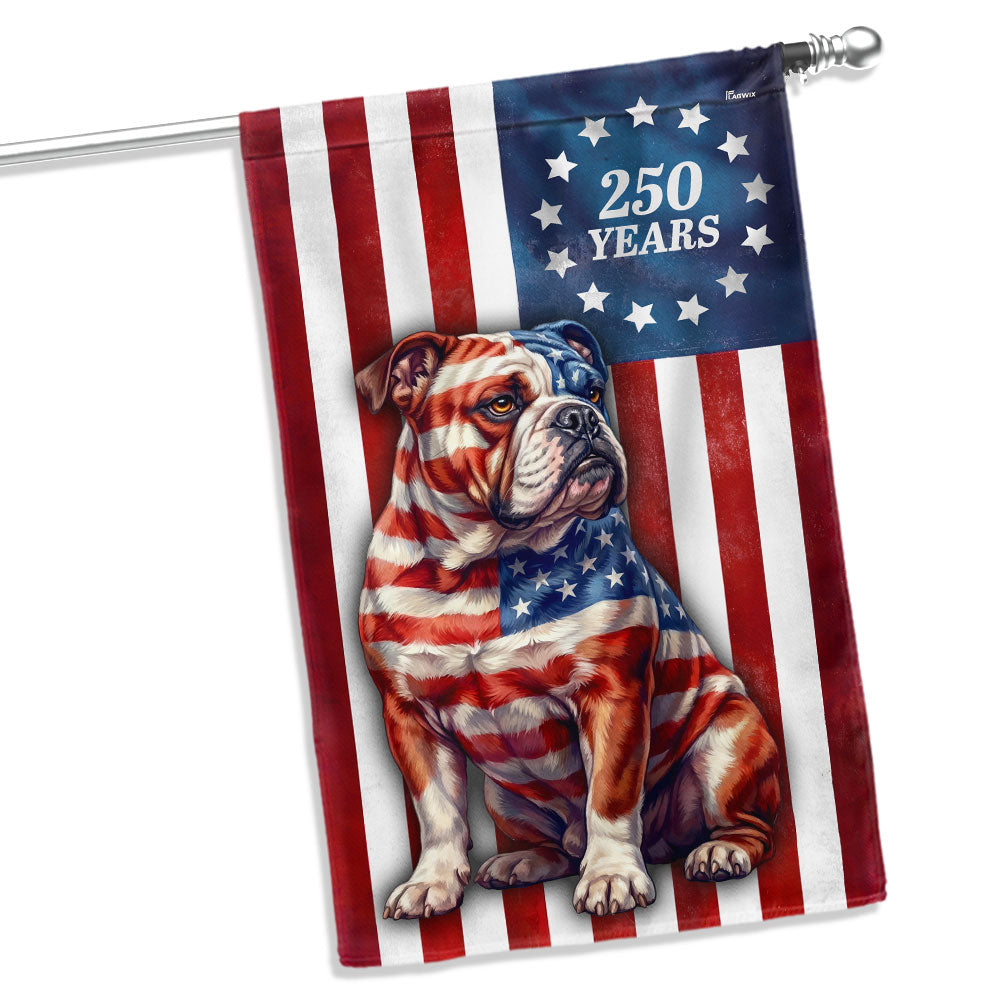 Betsy Ross Bulldog Patriotic Garden Flag 250th Anniversary