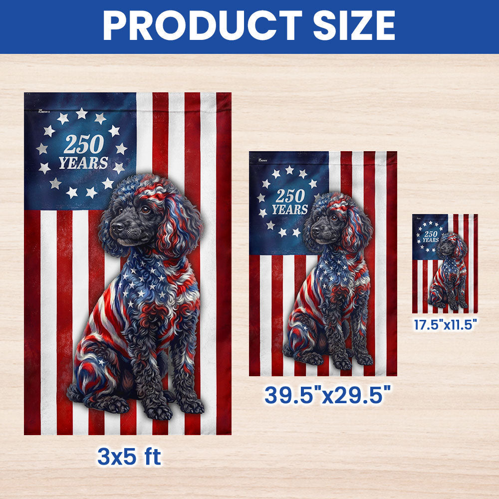 Patriotic Poodle Garden Flag 250th Anniversary Double-Sided Canvas Decor