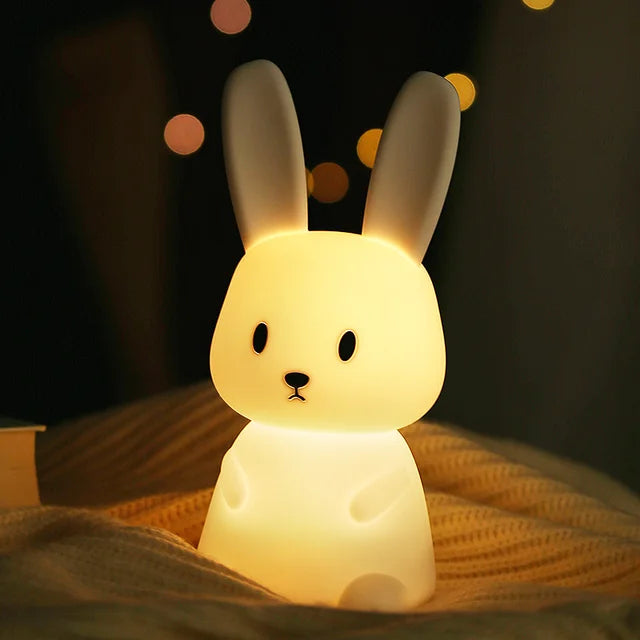 Dimmable USB Rechargeable LED Night Light for Kids - Touch Control Rabbit Design