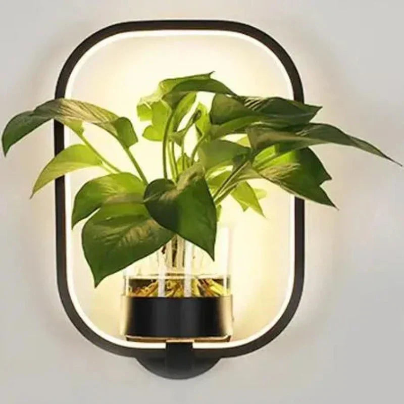 Plant Wall Light Sconce - Modern Iron and Glass Fixture