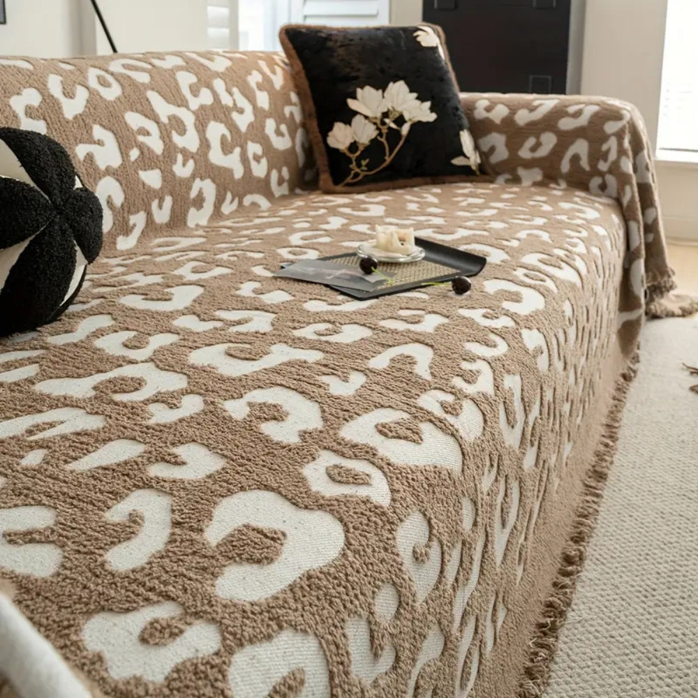 Leopard Print Microfiber Sofa Cover