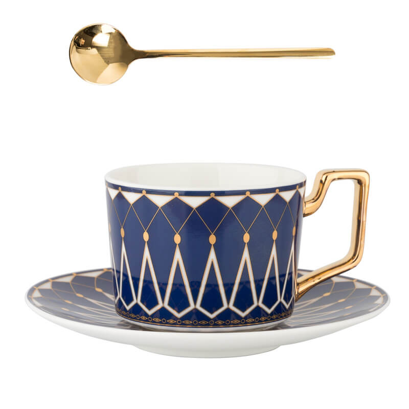 Vintage Floral Ceramic Coffee Cup and Saucer Set