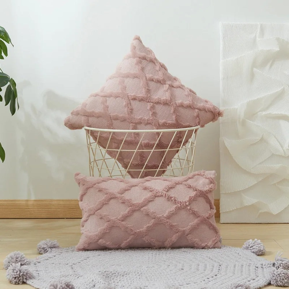 Boho Velvet Pillow Cushion Cover with Geometric Pattern
