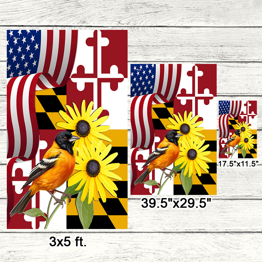 Maryland Black-eyed Susan and Baltimore Oriole Double-Sided Flag