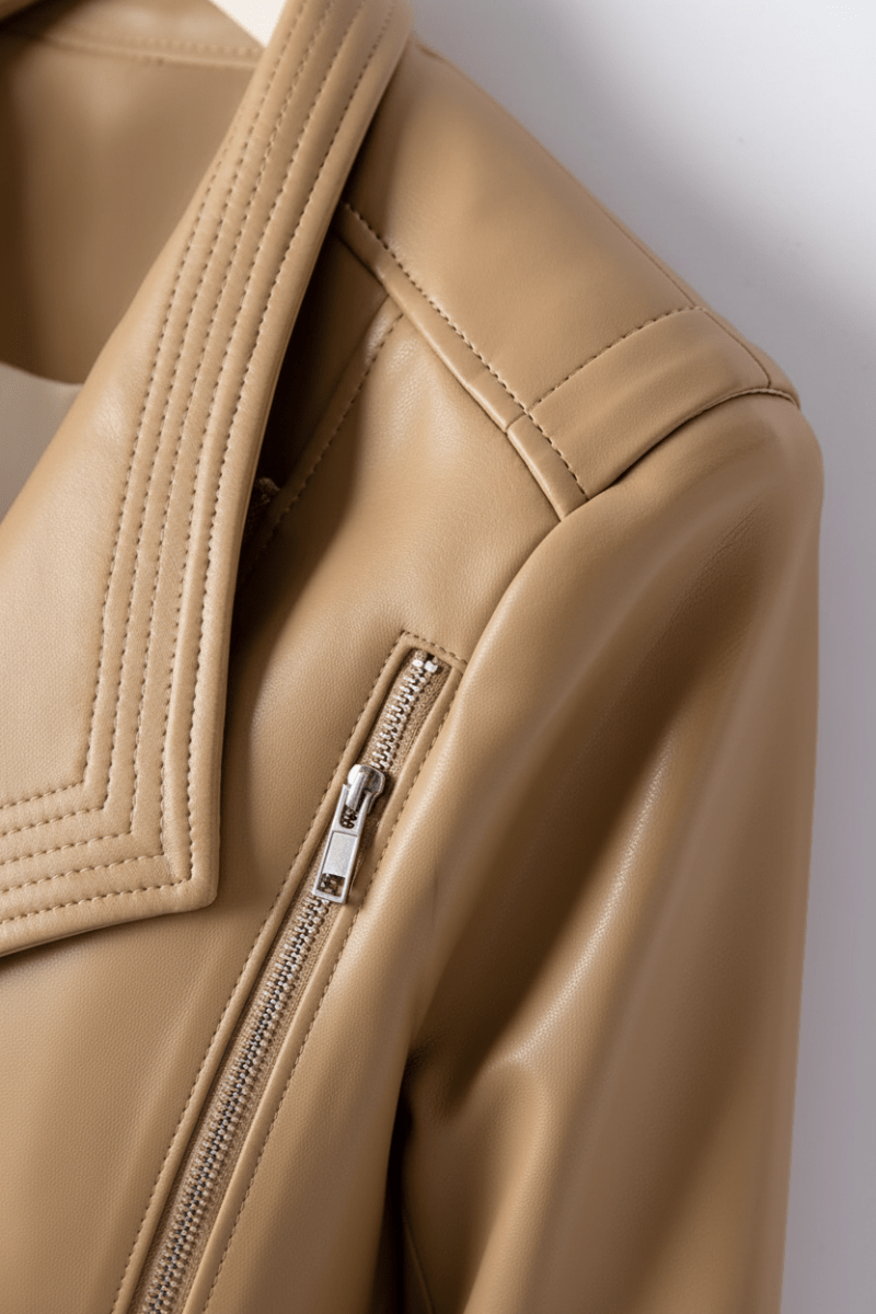 Fitted PU Leather Women's Jacket for Elegant Everyday Style