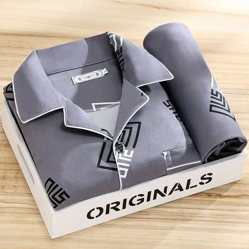 Men's Soft Breathable Button-Up Pajama Set
