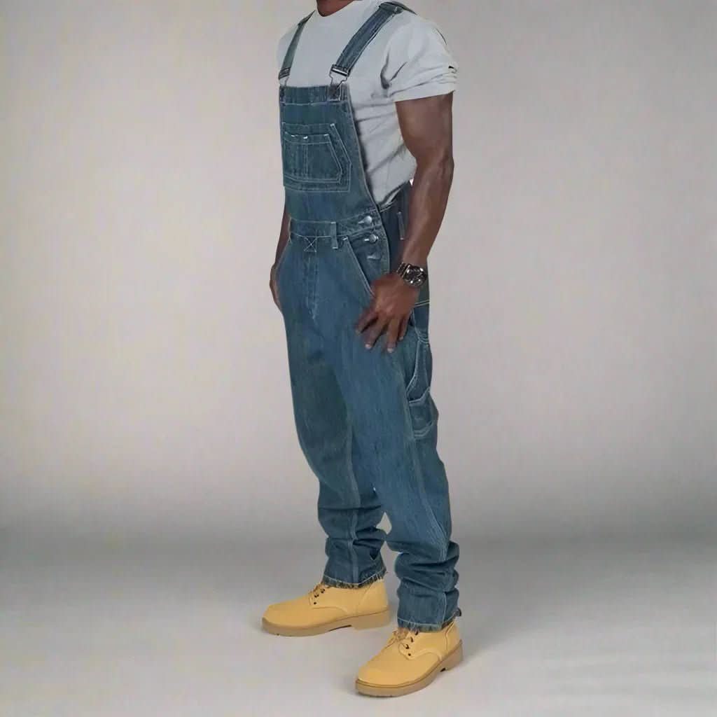 Men's Adjustable Denim Overalls with Functional Pockets