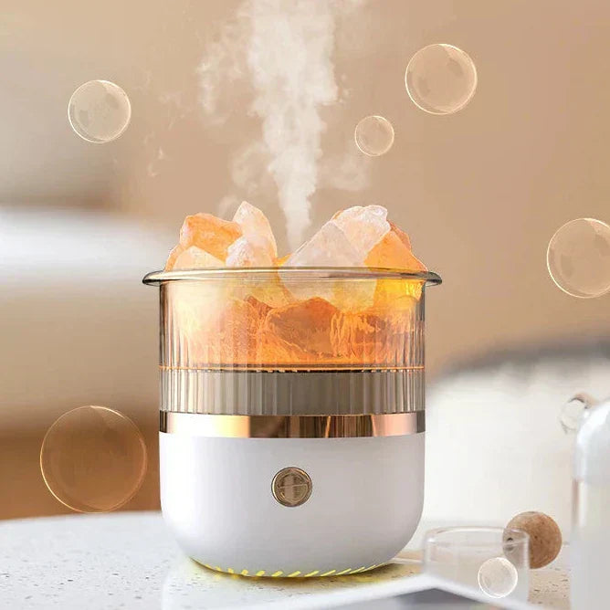 Himalayan Salt Lamp Diffuser with Colorful LED Lights and Ultrasonic Humidifier