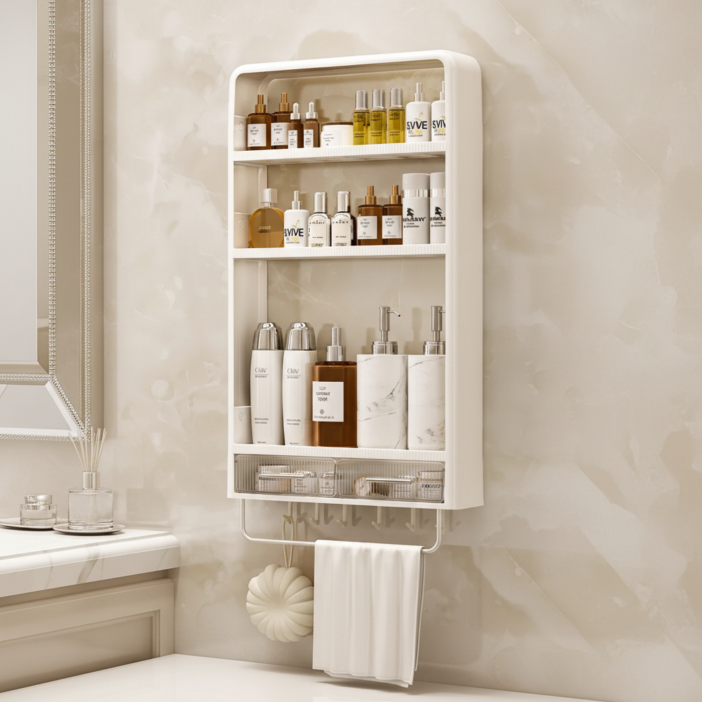 Wall-Mounted Minimalist Bathroom Shelf - Water-Resistant, No Drilling