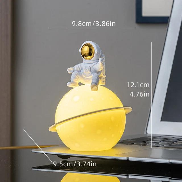 Astronaut Sculpture with Planet Night Light - Eco-Friendly PVC & ABS