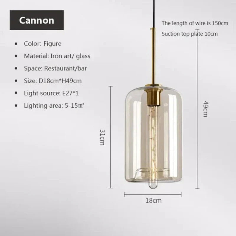 Scandinavian Glass Pendant Light for Dining Room