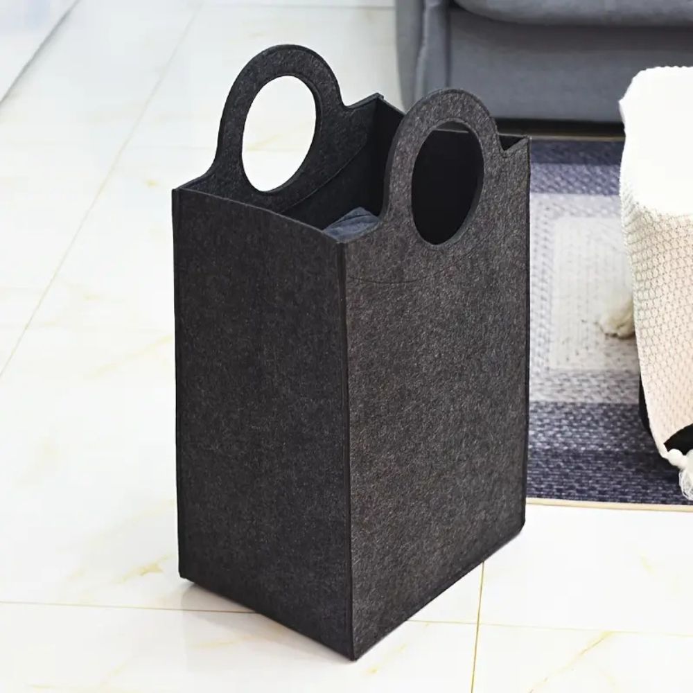 Foldable Felt Laundry Basket with Reinforced Handles