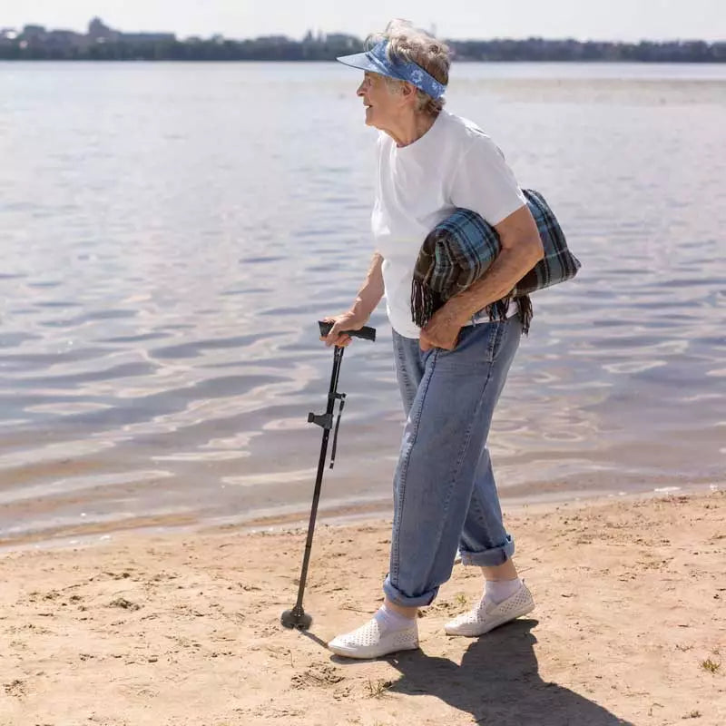 Foldable Walking Cane with LED Light and Adjustable Height