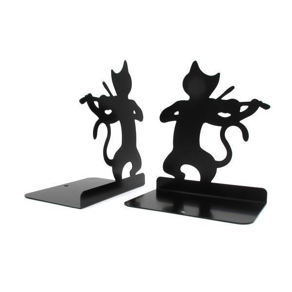 Cat-Themed Metal Bookends with Non-Slip Base