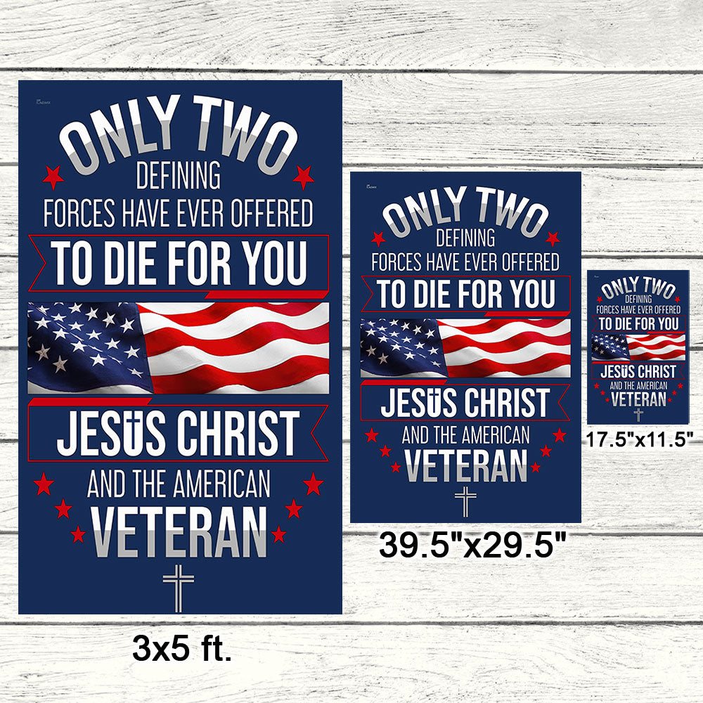 Veteran Flag with Jesus Christ Quote - Custom Double-Sided Canvas Flag