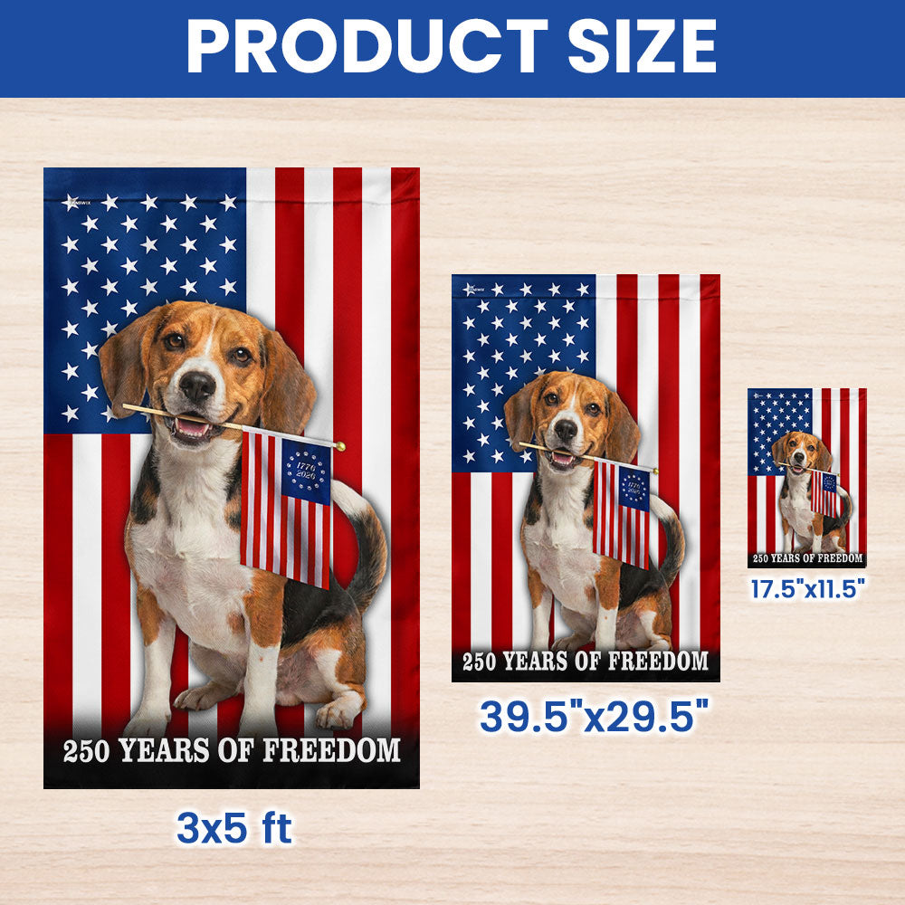 Beagle Dog American Flag - 250 Years of Freedom, Double-Sided Canvas Flag