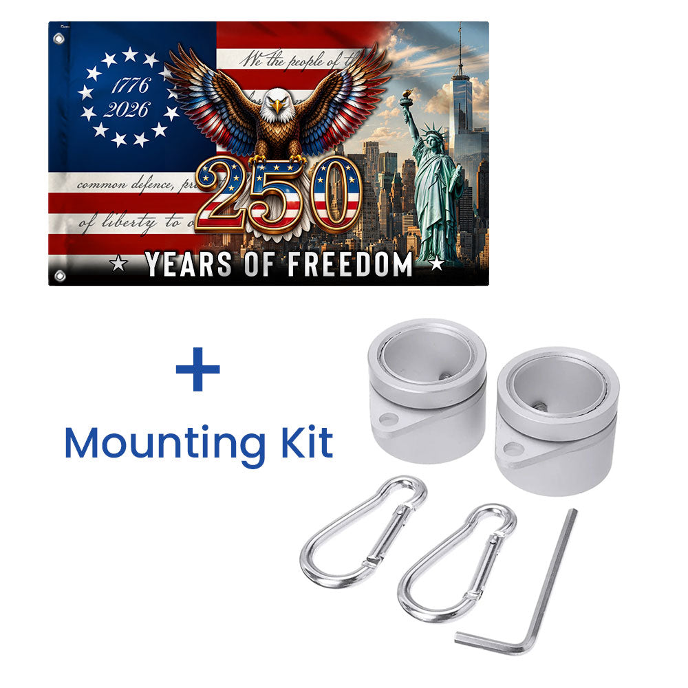 Betsy Ross Grommet Flag - 250 Years of Freedom, Double-Sided Canvas