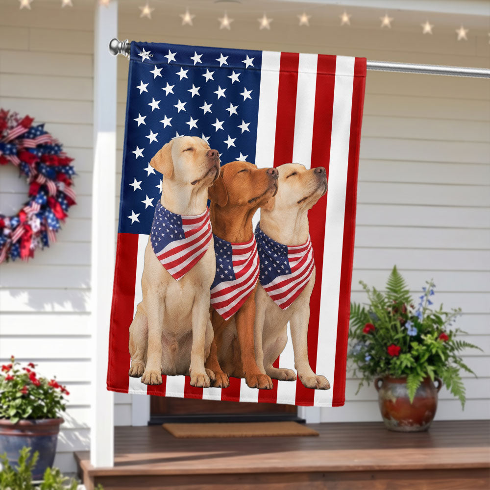 Patriotic Yellow and Red Fox Labrador Retriever Flag