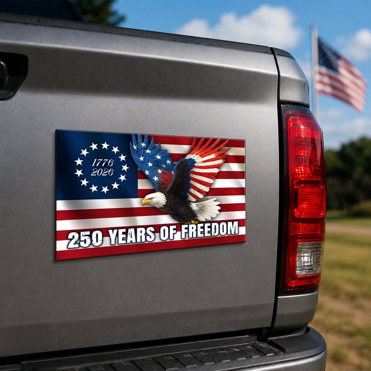 Betsy Ross Flag Eagle Car Magnet 250 Years of Freedom