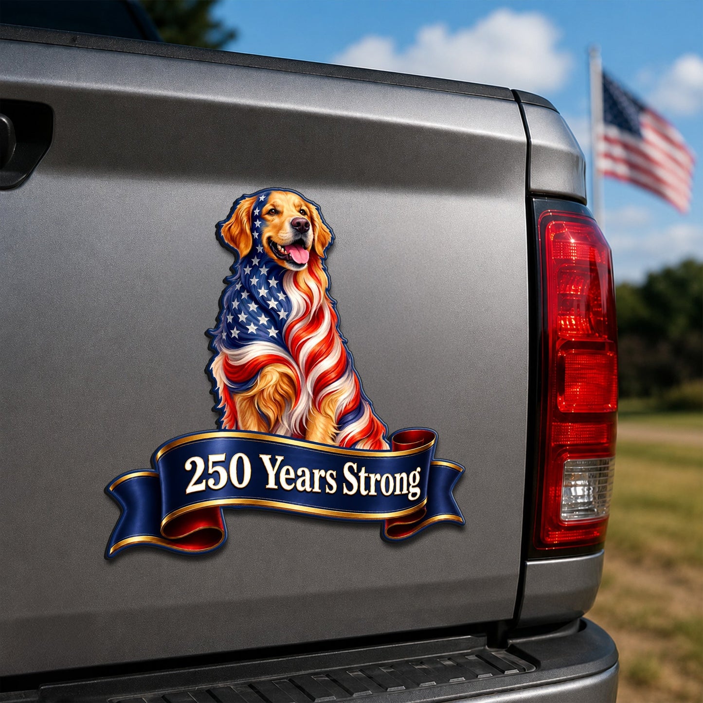 Patriotic Golden Retriever Car Magnet - Custom Vinyl Dog Lover Gift