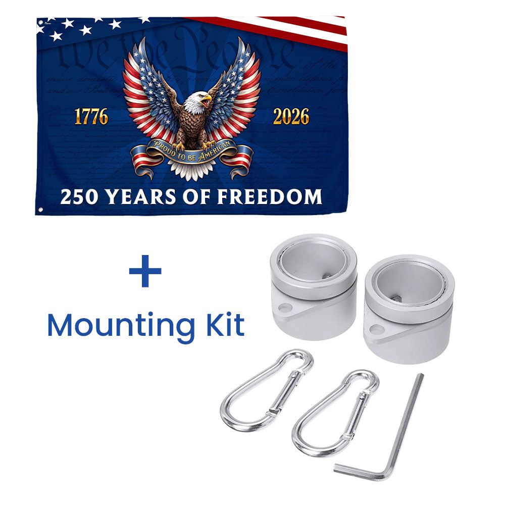 Patriotic Eagle Grommet Flag - 250 Years of Freedom, Canvas, Double-Sided