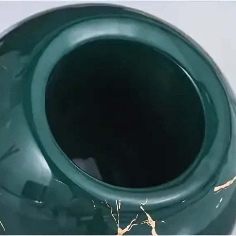 Ceramic Toilet Brush with Gold Marble Design