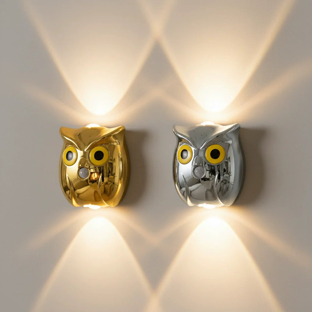Motion-Sensing Dimmable Owl Wall Lamp with Magnetic Mount