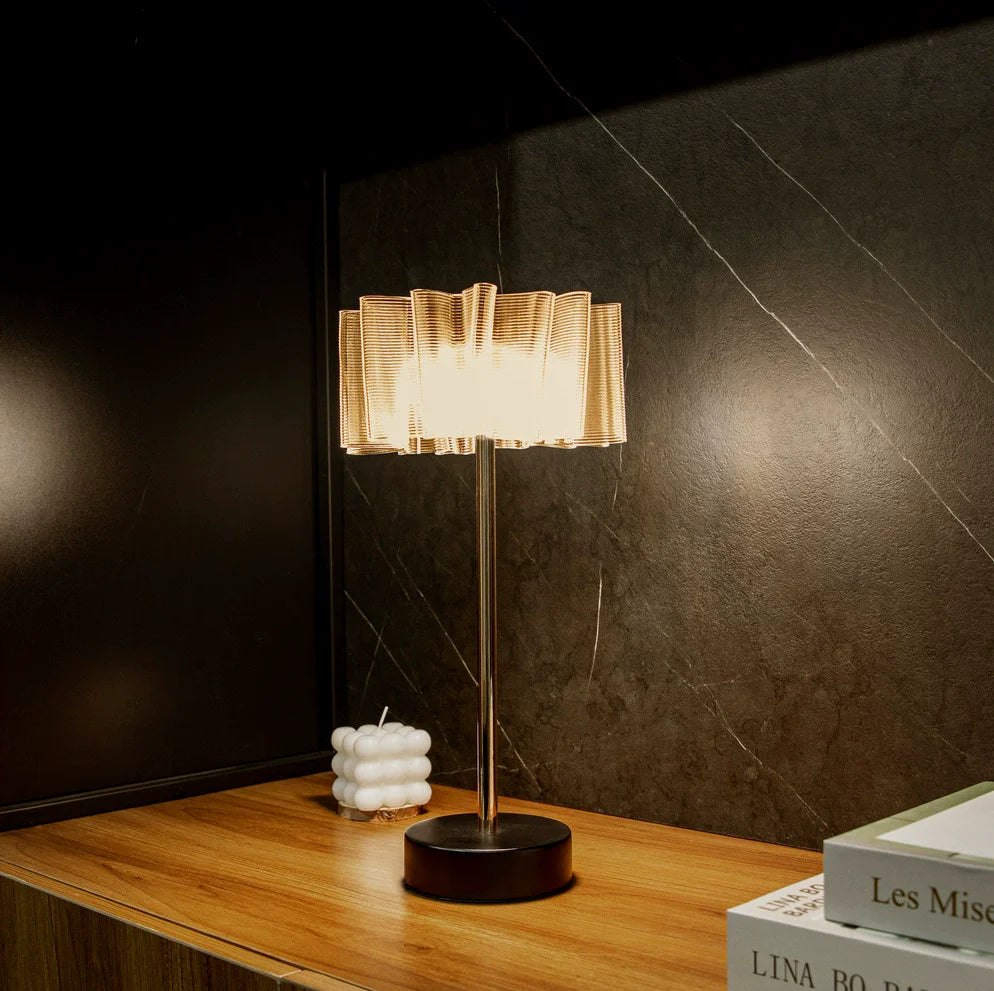 Rechargeable Pleated Aluminum Table Lamp