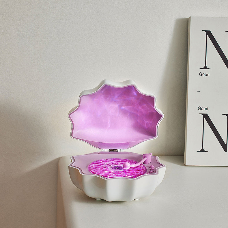 Shell Lamp Bluetooth Turntable with LED Night Light and RGB Color Modes