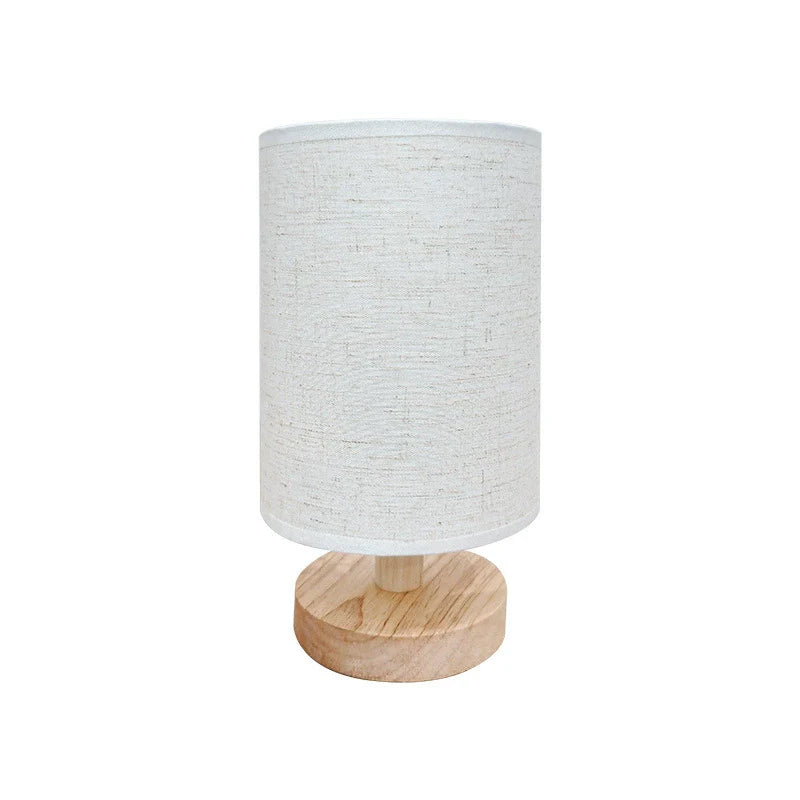 USB Solid Wood Fabric Table Lamp with LED Shade