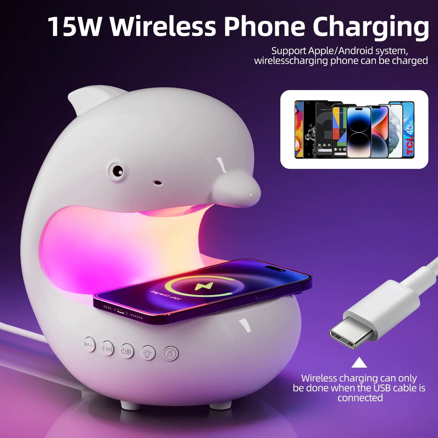 Wireless Charging Night Light with LED Glow
