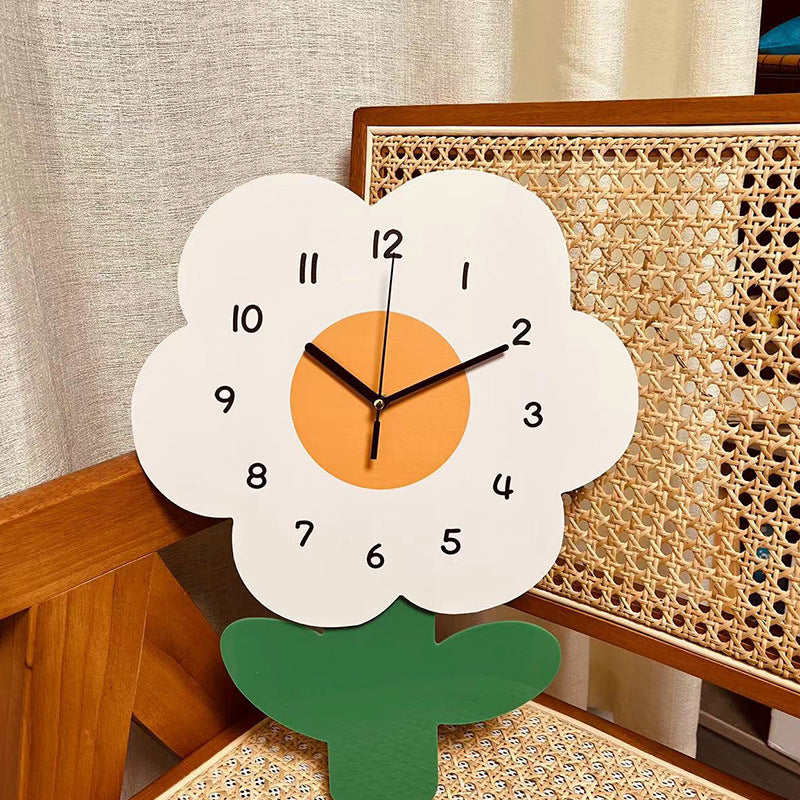 Flower Design Silent Wall Clock 12 Inch Acrylic