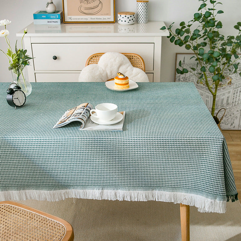 Knitted Lace Tablecloth in Soft Beige, Round and Rectangular Options
