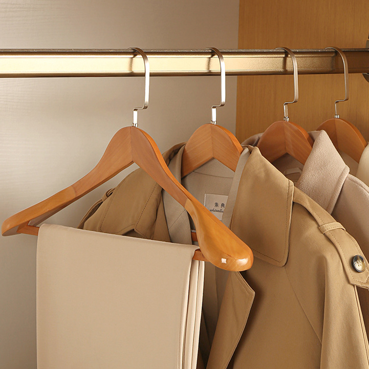 Luxury Wooden Hangers with Curved Design and Metal Accents