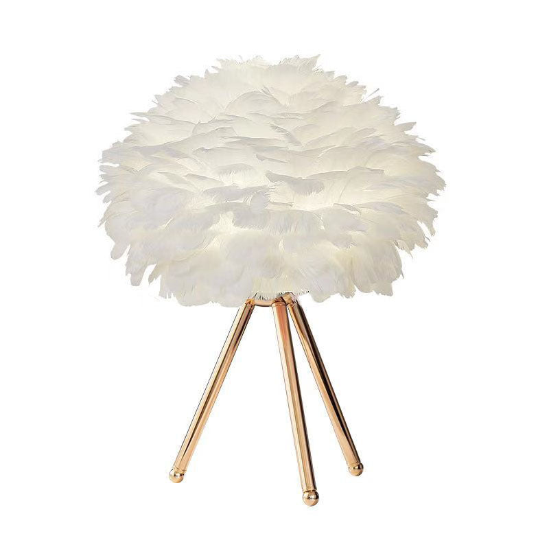 Feather Table Lamp with Gold Accents