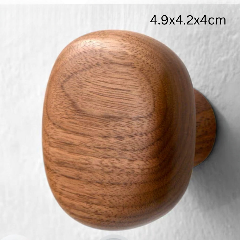 Pebble-Shaped Wooden Wall Hook for Coats and Bags
