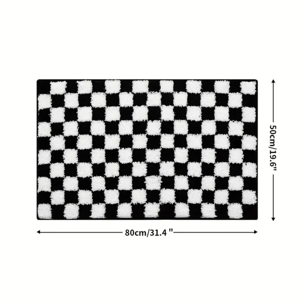 Plush Microfiber Checkered Bath Mat
