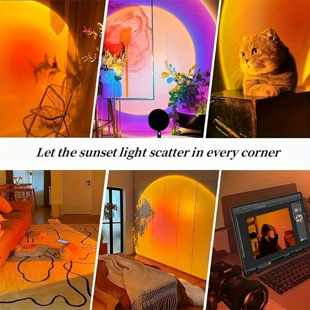 USB LED Sunset Projection Lamp for Ambient Room Lighting